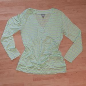 Juniors, long sleeve gray and lime green shirt